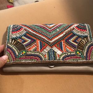 BCBG generation evening bag, leather with beads